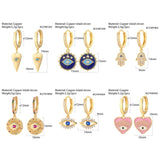 Zircon Heart Evil Eye Dangle Hoop Earrings for Women