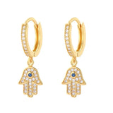 Zircon Heart Evil Eye Dangle Hoop Earrings for Women