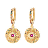 Zircon Heart Evil Eye Dangle Hoop Earrings for Women