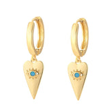 Zircon Heart Evil Eye Dangle Hoop Earrings for Women