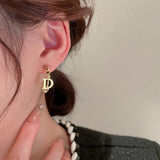 Minar Hoop Earrings for Women Letter Circle Geometric Alloy Beads C Shaped