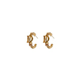 Minar Hoop Earrings for Women Letter Circle Geometric Alloy Beads C Shaped