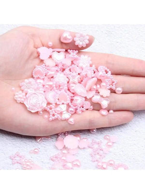 Y2K 3D Pink Pearls Nail Art Charms - Flower Star Bowknot Heart - Acrylic Pearls