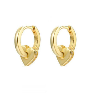 Zircon Hoop Earrings for Women Square Plate Pendant Heart Earrings