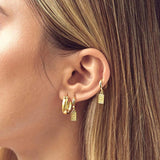 Zircon Hoop Earrings for Women Square Plate Pendant Heart Earrings