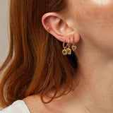 Zircon Hoop Earrings for Women Square Plate Pendant Heart Earrings