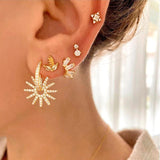 Zircon Hoop Earrings for Women Square Plate Pendant Heart Earrings