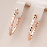 Kinel Glossy Rose Gold V Shape Dangle Earrings for Women