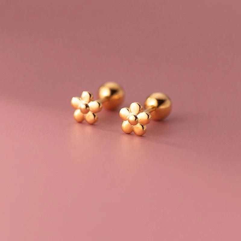 925 Silver 18K Flower Stud Earrings Party Jewelry