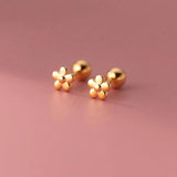 925 Silver 18K Flower Stud Earrings Party Jewelry
