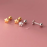 925 Silver 18K Flower Stud Earrings Party Jewelry