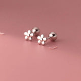 925 Silver 18K Flower Stud Earrings Party Jewelry