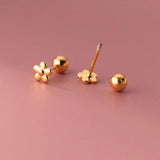 925 Silver 18K Flower Stud Earrings Party Jewelry