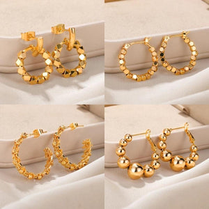 Vintage Type C Earrings for Women Plated Ear Studs Circle Hoop Jewelry