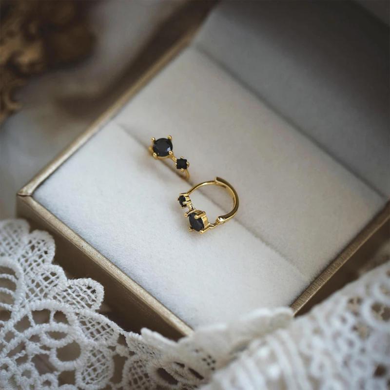 925 Silver Zircon Ear Buckle Hoop Earrings 18K Plated Delicate Wedding Gift