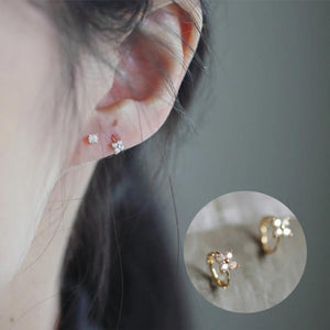 925 Silver Zircon Ear Buckle Hoop Earrings 18K Plated Delicate Wedding Gift