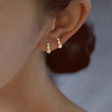 925 Silver Zircon Ear Buckle Hoop Earrings 18K Plated Delicate Wedding Gift