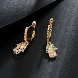 Hamsa Hand Drop Earrings CZ Women Party Jewelry Gift