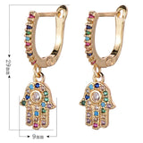 Hamsa Hand Drop Earrings CZ Women Party Jewelry Gift