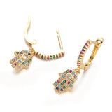 Hamsa Hand Drop Earrings CZ Women Party Jewelry Gift