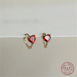 925 Silver Plated Zircon Heart Earrings for Women