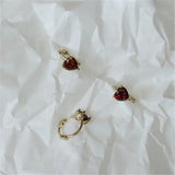 925 Silver Plated Zircon Heart Earrings for Women