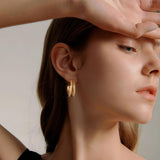 Double Circle Hoop Earrings, Stainless Steel Huggie