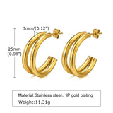 Double Circle Hoop Earrings, Stainless Steel Huggie