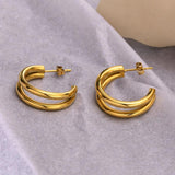 Double Circle Hoop Earrings, Stainless Steel Huggie