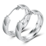 Stainless Titanium Steel Wings Crystal Hoop Earrings for Wedding
