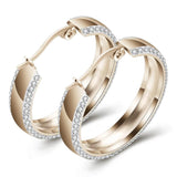 Stainless Titanium Steel Wings Crystal Hoop Earrings for Wedding