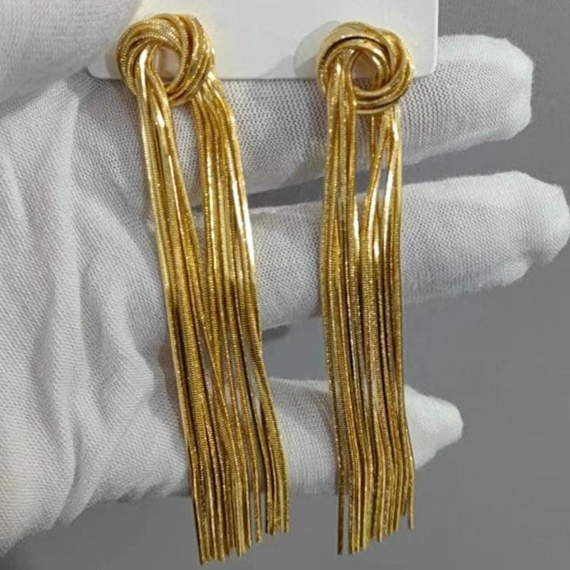 Metal Chain Knot Tassel Earrings for Women Wedding Jewelry