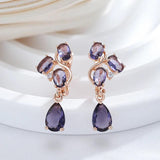 Purple Zircon Dangle Earrings for Wedding Jewelry Women