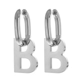 Stainless Steel Letter B Pendant U Shaped Earrings Set