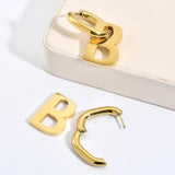 Stainless Steel Letter B Pendant U Shaped Earrings Set