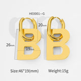 Stainless Steel Letter B Pendant U Shaped Earrings Set