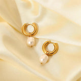 Stainless Steel Pearl Pendant Earrings Party Jewelry