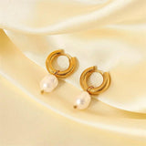 Stainless Steel Pearl Pendant Earrings Party Jewelry