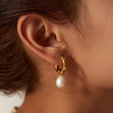 Stainless Steel Pearl Pendant Earrings Party Jewelry