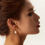 Stainless Steel Pearl Pendant Earrings Party Jewelry