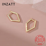 925 Sterling Silver 18k Geometric Hoop Earrings Women Party Jewelry