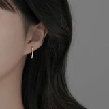925 Sterling Silver 18k Geometric Hoop Earrings Women Party Jewelry