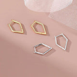 925 Sterling Silver 18k Geometric Hoop Earrings Women Party Jewelry