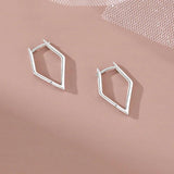 925 Sterling Silver 18k Geometric Hoop Earrings Women Party Jewelry