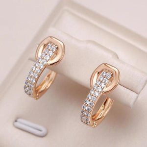 Kinel Natural Zircon Earrings 585 Rose English Lock Clip Geometry Earrings