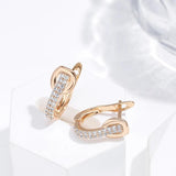 Kinel Natural Zircon Earrings 585 Rose English Lock Clip Geometry Earrings