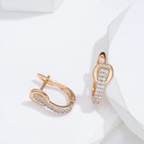 Kinel Natural Zircon Earrings 585 Rose English Lock Clip Geometry Earrings