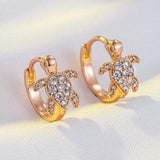 Sea Turtles Pendant & Zircon Hoop Earrings Set