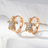 Sea Turtles Pendant & Zircon Hoop Earrings Set