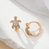 Sea Turtles Pendant & Zircon Hoop Earrings Set